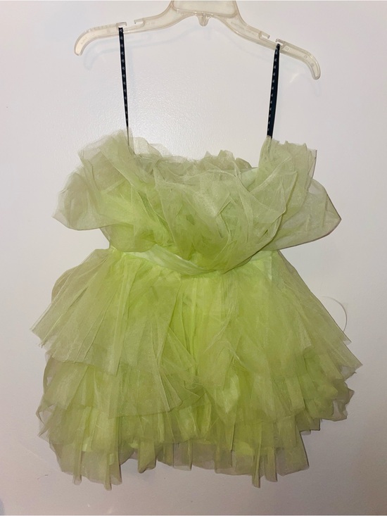 Missguided + Dresses & Skirts - Missguided + Lime Green Tulle Ruffle Mini Dress